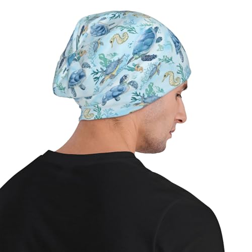 Beanie Hat for Men Women Slouchy Beanie Skull Sleep Cap Soft Lightweight Chemo Hat Stretch Cancer Headwear - color: Turtle