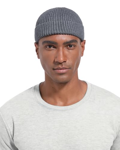 Short Fisherman Beanie for Men Women Wool Fleece Lined Winter Hat - color: 1pcs-gray