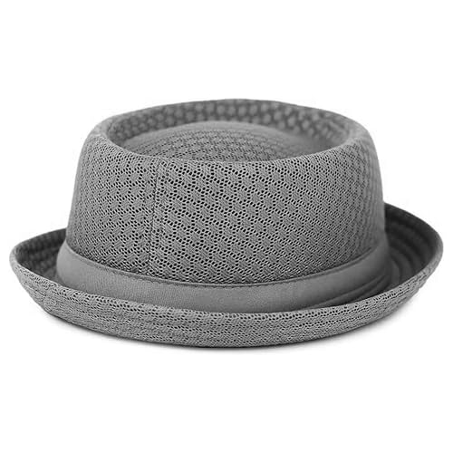 The Hat Depot Unisex Light Weight Classic Soft Cool Mesh Pork Pie hat - color: Grey, size: Small-Medium
