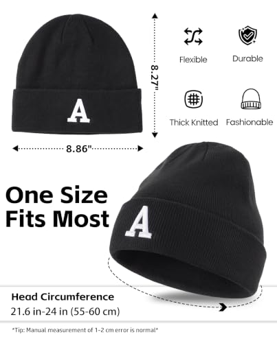 Connectyle Men's Cuffed Beanie Hat Double Layer Knit Winter Watch Cap - color: Black-a