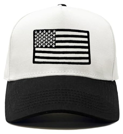 Funky Junque Adult Trucker Snapback Hat 2-Tone Baseball Cap - color: American Flag - White/Black