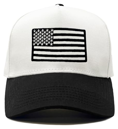 Funky Junque Adult Trucker Snapback Hat 2-Tone Baseball Cap - color: American Flag - White/Black