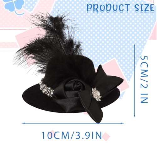Bohend Mini Fascinator Hat Black Flower Feather Hair Clip Tea Party Hats Fancy Girls Accessory for Women (Black) - color: Black