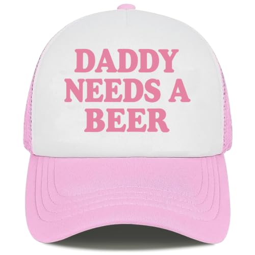 Funny Trucker Hats for Women Country Women's Trucker Hats Breathable Mesh Summer Caps Adjustable Pink Hats - color: Daddy Needs a Beer - Pink