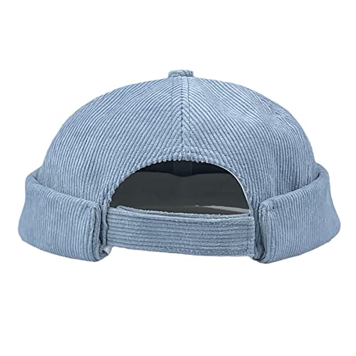 Vintage Old School Unisex Roll Cuff Brimless Sailor Docker Hat - color: 389-blue
