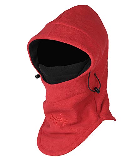 Warm Fleece Balaclava Ski Bike Full Face Mask Neck Warmer Winter Sports Cap - color: Red+black
