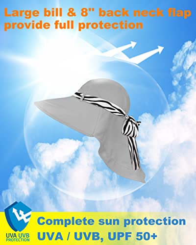Tirrina Women's Sun Hat Wide Brim, UV Protection Sun Hats for Women - color: Silver