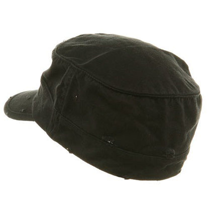 Washed Cotton Fitted Army Cap-Black W32S34E (S/M)