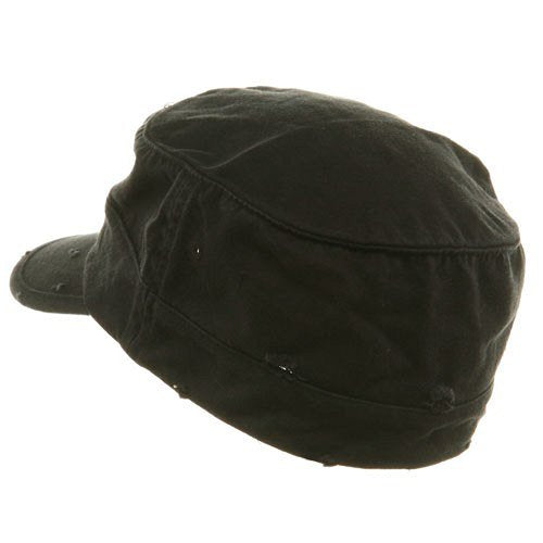 Washed Cotton Fitted Army Cap-Black W32S34E (S/M)