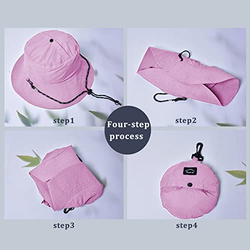 Waterproof Bucket Hat for Women and Men - UV Protection Beach Sun Hat Fishing Safari Boonie Hat Rain Hat Adjustable Packable - color: Purple - Waterproof