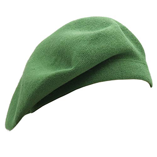 Wheebo Reversible Solid Color French Beret Hat for Women and Girls - color: Green