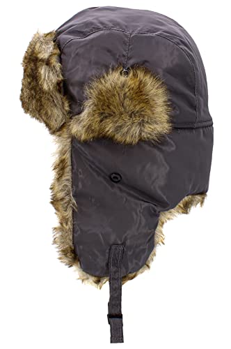 Wool Blend Aviator Trapper hat Trooper Ear Flaps Ushanka Eskimo Russian Warm Winter Cold… - color: Dark Gray Classic Solid