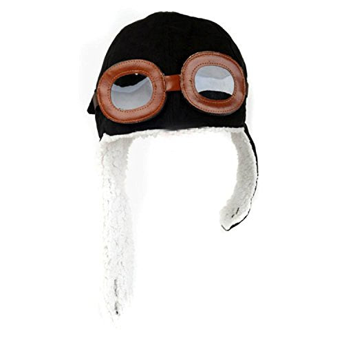 Unisex Baby Kids' Pilot Aviator Fleece Warm Hat Cap with Earmuffs - color: Black