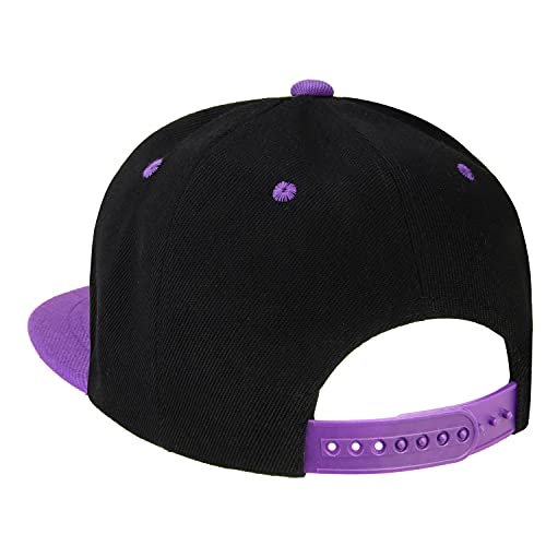 Classic Snapback Hat Cap Hip Hop Style Flat Bill Blank Solid Color Adjustable Size - color: 1pc Black/Purple