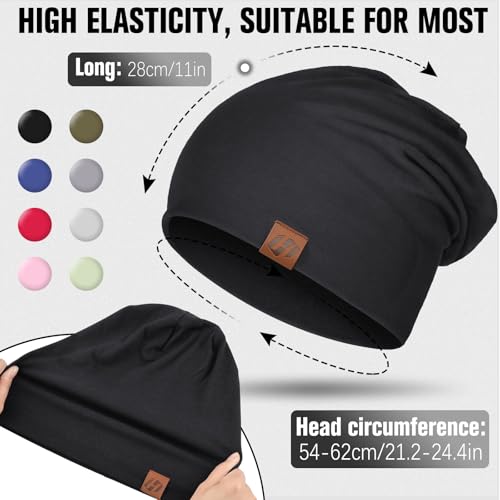 Beanie Cotton Soft and Skin Friendly Unisex Beanie Hat Beanies Hats Men Slouchy Beanie Hats for Women - color: Black