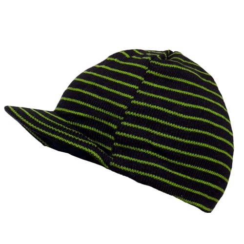 TOP HEADWEAR Winter Cuffless Beanie Visor - color: Black/Green