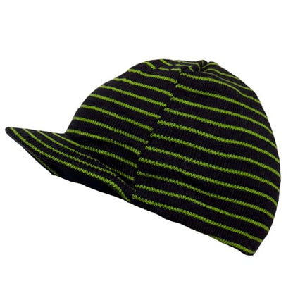 TOP HEADWEAR Winter Cuffless Beanie Visor - color: Black/Green