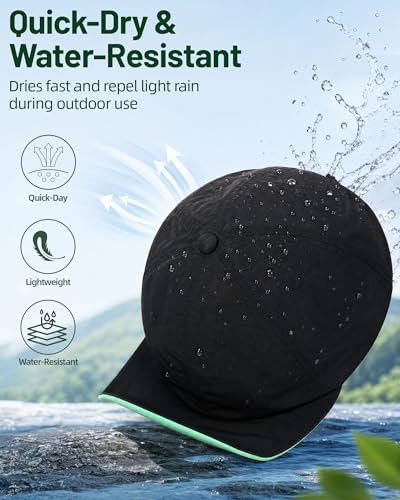 CLAPE Color-Block Short Brim Cap, Quick Dry Lightweight Outdoor Hat - color: Bs26sb08-black&mint