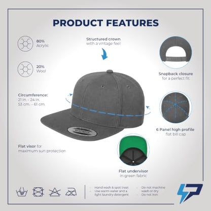 Custom Flat Brim Snapback Cap-Alien Peace Sign and Symbol - color: Dark Grey Design Only