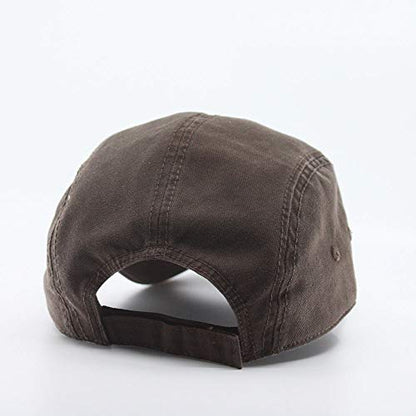 Washed Cotton Twill Five Panel Adjustable Camper Caps - color: Dark Brown