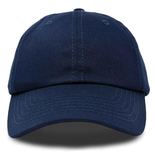 DALIX Baseball Cap Dad Hat Plain Men Women Cotton Adjustable Blank Unstructured Soft - color: Navy Blue