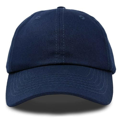 DALIX Baseball Cap Dad Hat Plain Men Women Cotton Adjustable Blank Unstructured Soft - color: Navy Blue