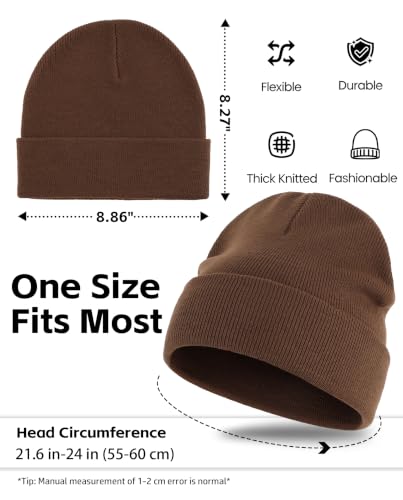 Connectyle Men's Cuffed Beanie Hat Double Layer Knit Winter Watch Cap - color: Coffee