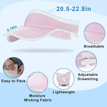 Sports Sun Visor Hat for Women Men, Lightweight Quick-Dry Sun Hat - color: Pink