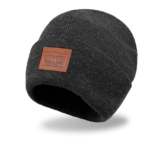 Levi's Mens All-Season Hero Beanie Soft Knit Cuffed Winter Hat, Warm & Comfortable Everyday Style - color: Light Heather Grey