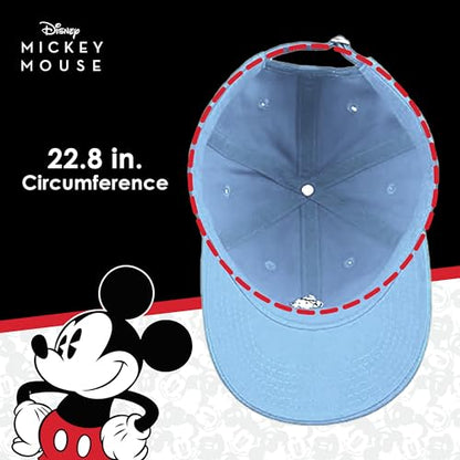 Disney Mickey Mouse Embroidered Cotton Adjustable Dad Hat with Curved Brim - color: Light Blue