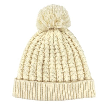 Humble Hilo Knit Hats Beanies for Women Winter Pom Beanie Men or Women Beanies Cable Knit Beanie - color: Cream Pom Pom