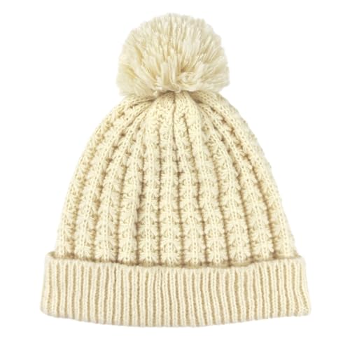 Humble Hilo Knit Hats Beanies for Women Winter Pom Beanie Men or Women Beanies Cable Knit Beanie - color: Cream Pom Pom