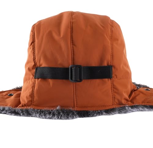Connectyle Trapper Hat for Men Women Faux Fur Winter Hat with Ear Flaps Water-Resistant Hunting Hats Ushanka Skiing Cap - color: Caramel Brown