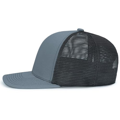 Pacific Headwear Contrast Stitch Trucker Pacflex Snapback Cap - color: Graphite/Black/Graphite