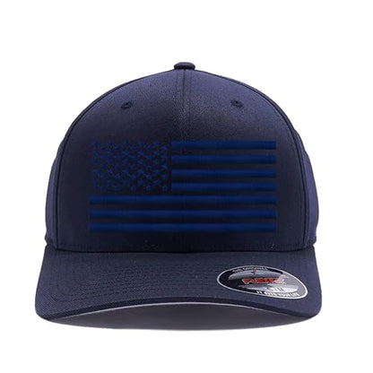 Custom Embroidered America Flag Men and Women Flex 6277 Baseball Hat. - color: Dark Navy, size: Large-X-Large