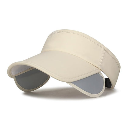 Summer Sun Visor Hat with Retractable Brim, Sun Golf Visor Hats Beach Hats for Men Women - color: Khaki