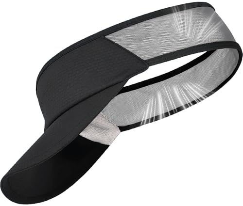 Sports Sun Visor for Women Men, Summer Cooling Stretchy Visors Hats - color: Black