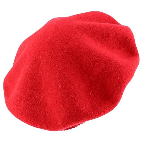Trendy Apparel Shop Plain Solid French Wool Beret Hat - color: Red