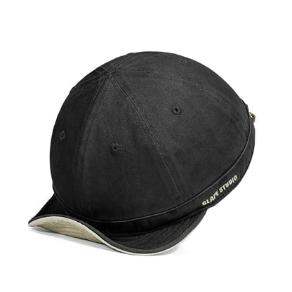 CLAPE Short Brim Baseball Cap for Men, Cotton Adjustable Travel Hat - color: Clsb06-black
