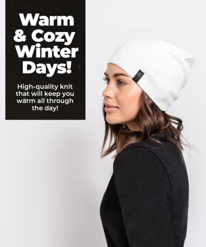 Warm Slouchy Beanie Hat - Deliciously Soft Daily Beanie in Fine Knit - color: Beige