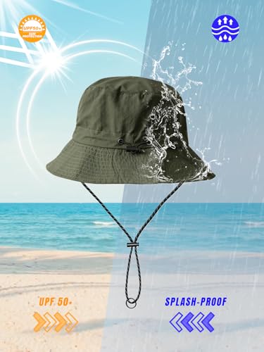 Splash-Proof Packable Bucket Hat for Men Women Lightweight Foldable Fishing Hiking Sun Hat with Adjustable Chin Strap - color: Green