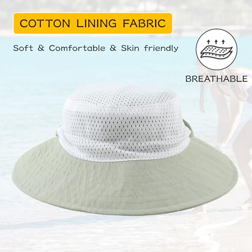 Peecabe Summer Baby Sun Hat for Boys Girls UPF 50+ Wide Brim Toddle Bucket Hat Adjustable Baby Beach Cap 0-8 Years - color: 1a-green, size: 0-6 Months
