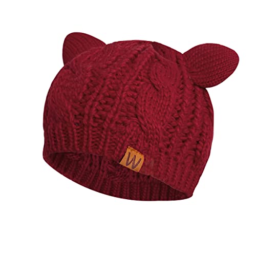 allydrew Winter Thick Knit Beanie Slouchy Beanie for Men & Women - color: Maroon
