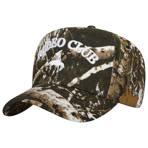 Rodeo Club Camo Western Trucker Hat | Men & Women | Country Caps for Cowgirls Cowboys | Camo Embroidered Cotton | Snapback