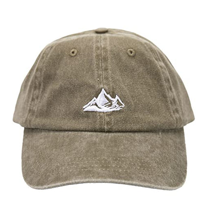 Dad Hat Baseball Cap Unisex Outdoor Unstructured Washed Soft Cotton Mountain Hat - color: Mountain, Olive