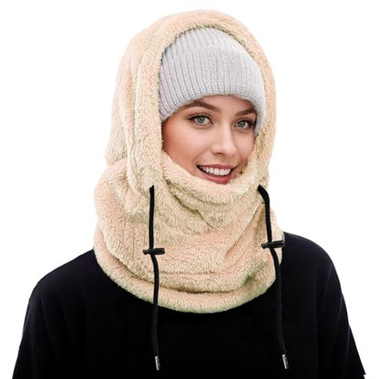 Winter Ski Mask Balaclava, Windproof Face Mask Warm Neck Cover - color: Beige