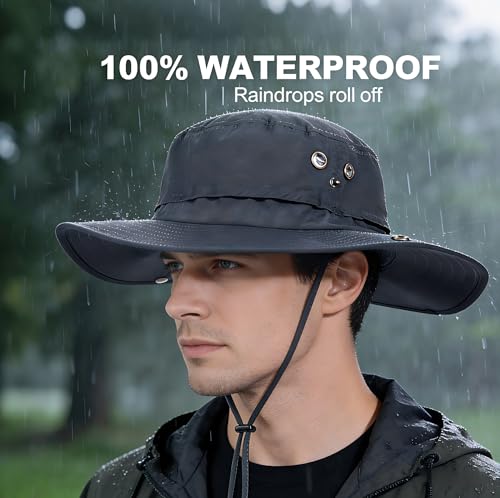 Plus Size XL XXL Sun Hats for Men Bucket Boonie UV Protection UPF50+ Waterproof Wide Brim Foldable Fishing Beach - color: Plc927dark Grey, size: X-Large-XX-Large