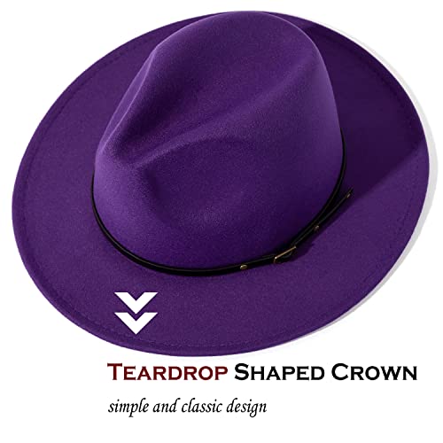 Lisianthus Women Belt Buckle Fedora Hat - color: Purple