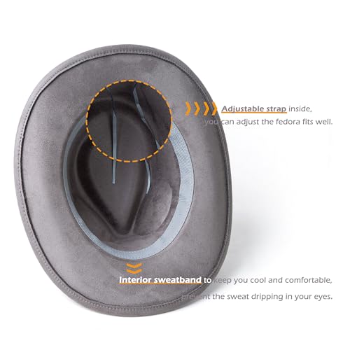Suede Cowboy Hat for Women & Men Classic Western Hats - color: Light Grey