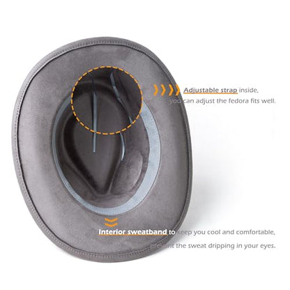 Suede Cowboy Hat for Women & Men Classic Western Hats - color: Light Grey
